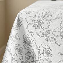 VISTE TU HOGAR ✨ VTH MANTEL ELEGANTE DE POLIÉSTER CON DISEÑO DE LIRIOS JACQUARD IMPERMEABLE, SUAVE Y RESISTENTE, PERFECTO PARA COMEDOR, CENAS, EVENTOS Y DECORACIÓN DEL HOGAR, APORTA ESTILO Y DISTINCIÓN A TU MESA - Gris - Ver 3