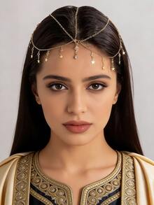 这款时尚的波西米亚风银合金链条水晶吊坠发箍是一款精致的珠宝饰品，适合女性在派对、斋月、节日和日常场合佩戴。它也是学生的理想配饰，更是女性的完美之选。