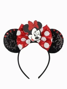 1个波点蝴蝶结发箍，可爱米妮蝴蝶结耳朵发箍，经典米奇老鼠发箍，卡通可爱米奇耳朵发箍，闪亮耳朵发箍，闪亮蝴蝶结米奇耳朵发饰，主题公园郊游发饰，适合学生派对、化装舞会、角色扮演、主题公园、情人节装扮