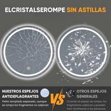 Espejo táctil circular inteligente, con teclas táctiles de un clic, iluminación de tres temperaturas de color, ajustable libremente, 60 * 60 cm, diseño moderno y simple, adecuado para baños de centros comerciales hoteleros, duchas familiares, dormitorios, cómoda, guardarropa ﻿ - Blanco - Ver 9