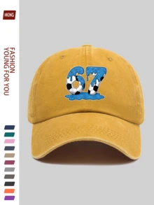 1顶复古足球67印花棒球帽，舒适透气的涤纶材质，尺寸可调节，卡车司机遮阳帽，男女皆宜的独特时尚配饰，适合户外徒步、旅行、高尔夫、海滩派对、钓鱼等场合，是生日、母亲节、父亲节、独立日的理想礼物。 - A - 查看 21