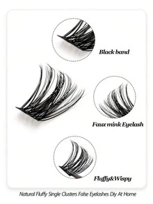 D-Curl Fluffy False Eyelashes, Soft & Dense, Create Natural Look, Eyelash Clusters, Individual False Lashes - D - View 5