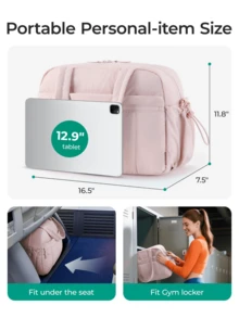 Gym Bag For Women, Duffle Bag For Travel With Wet Pocket, Lightweight Weekender Bags For Women, Water Resistant,Sporty Tote - Màu Hồng baby - Xem 2