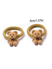 6个可爱卡通熊发圈，萌趣十足的熊形发饰，色彩缤纷，时尚百搭，适合女孩日常穿搭、返校礼物、情人节礼物、母亲节礼物、生日派对礼物、新年礼物 - 彩色 - 查看 5