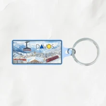 1pc Metal Material Double-Sided UV Printed Swiss City Element Keychain, Unisex Key Ring, Fashion Accessory, Bag Charm, Suitable As Gift