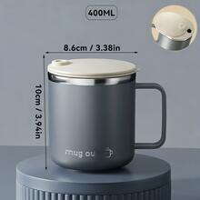 1个400毫升304不锈钢咖啡杯,带盖和把手,双层保温水杯,便携大容量双层壁饮水杯,防烫防漏,可盛装茶、牛奶、咖啡等,厨房饮水用具,适合学生和成人居家、学校、宿舍、办公室、户外露营、野餐、旅行、返校等场合使用。 - 彩色 - 查看 15