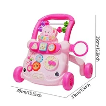 1盒婴儿学步车玩具，防倾倒婴儿推车，适合18个月以上的男孩女孩，带音乐教育游戏学习面板，可坐可站，是送礼和居家玩具的理想之选，需使用2节1.7V AAA电池（不包含在内）。 - 彩色 - 查看 12