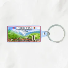 1pc Metal Material Double-Sided UV Printed Swiss City Element Keychain, Unisex Key Ring, Fashion Accessory, Bag Charm, Suitable As Gift