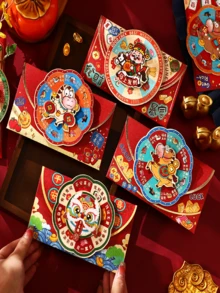 2个2026新款旋转红包，财神创意高端红包袋，中国新年红包，马年生肖红包，海外华人红包，公司年终奖励红包，节日奖励，生日红包（款式随机） - 彩色 - 查看 1