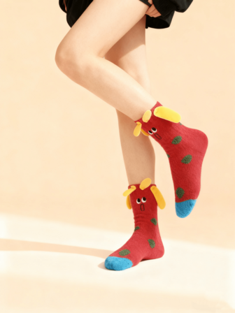 1/5 Pairs Autumn/Winter Soft Cartoon Vegetable Shaped Warm & Comfortable House Socks