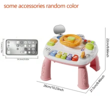 迷你婴儿推车玩具，卡通儿童后座方向盘玩具，教育模拟汽车座椅，带可拆卸桌腿，带灯光和声音，适合 1-3 岁儿童，理想礼物（不含电池）