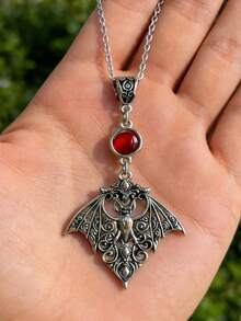 1件哥特式神秘吸血蝙蝠吊坠项链异教复古朋克风格男士派对配饰情侣套装 - 項鍊 - 查看 1