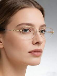 1副男女通用时尚艺术平光眼镜 - 黃色 - 查看 1