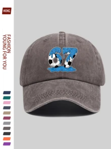 1顶复古足球67印花棒球帽，舒适透气的涤纶材质，尺寸可调节，卡车司机遮阳帽，男女皆宜的独特时尚配饰，适合户外徒步、旅行、高尔夫、海滩派对、钓鱼等场合，是生日、母亲节、父亲节、独立日的理想礼物。 - A - 查看 8