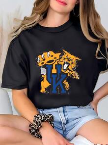 Womens Official Licensed University Of Kentucky Hoodie Quilt Panel-  Micro Minky Panel T-Shirt - màu đen - Xem 2