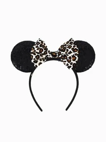 这款时尚豹纹米奇米妮耳朵发箍配有闪亮蝴蝶结，适合角色扮演、学生派对、化装舞会、角色扮演、主题公园等场合，是完美的礼物之选。这款米奇耳朵发箍男女皆宜，情侣佩戴也合适，是公主角色扮演、生日庆祝和圣诞派对的完美配饰。（颜色和款式随机发送） - 款式隨機 - 查看 11
