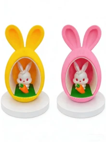 3D Printed Easter Bunny Egg Ornament - Cute Easter Home Decor Colorful 3D Printed Easter Bunny Figurine For Easter Decoration Easter Bunny Egg Shaped 3D Print - Festive Easter Party Ornament 3D Printed Rabbit Easter Egg Decor - Handmade Easter Keepsake