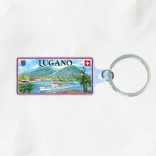 1pc Metal Material Double-Sided UV Printed Swiss City Element Keychain, Unisex Key Ring, Fashion Accessory, Bag Charm, Suitable As Gift