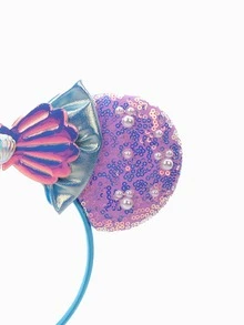 1pc Cute Minnie Mouse Bow Ear Headband, Mermaid Pearl Theme Headband, Mermaid Series Ear Headband, Pearl Sequin Bow Hair Accessory, Amusement Park Costume Headband, Suitable For Student Parties, Costume Balls, Role Play, Theme Parks And More - Random Styles - View 4