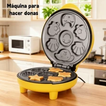 Máquina automática de desayuno eléctrica doble cara mini para niños, para uso doméstico, waflera, postres, pasteles. Horneado, multifuncional. - Amarillo - Ver 3