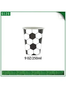 Soccer品牌50/51件套一次性餐具套装，包含10个餐盘、10个甜点盘、10个纸杯、20张餐巾纸和1张桌布。方便实用，适合露营、野餐、花园烧烤、婚礼和生日派对等场合。 - 彩色 - 查看 5