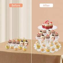 3-Tier Multi-Shape Clear Acrylic Cupcake Stand, Macaron Cookie Candy Display For Wedding Birthday Baby Shower Tea Party Dessert Table - Clear - View 6