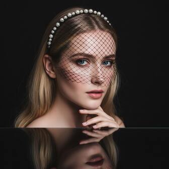 1 pieza Diadema con velo de perlas, accesorio de velo nupcial para boda, banquete, baile, fiesta