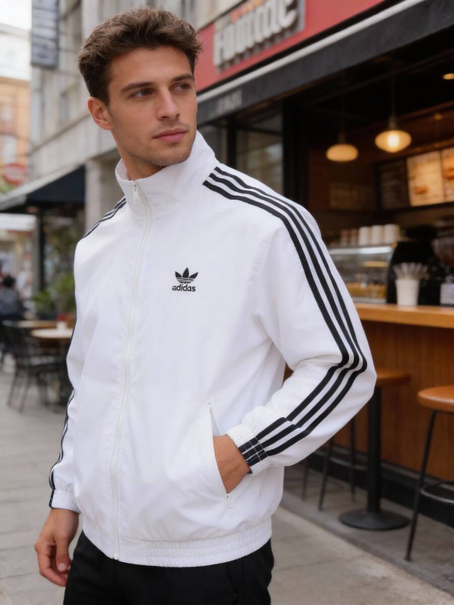 Adidas FIREBIRD TT Jacket/Outerwear Woven Loose Fit Men's Commuter Casual Sports JY1328 - White/Black - View 1