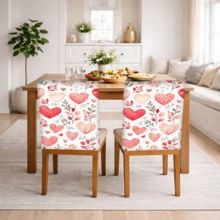 2/4/6件装心形图案亚麻椅套，适用于家居装饰、客厅、餐厅、花园、酒店、派对，可水洗涤纶材质，椅垫套