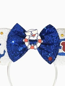 Băng đô cài tóc hình tai hoạt hình lấp lánh chủ đề hàng hải, băng đô cài tóc hình nơ đính sequin, băng đô nơ thời trang, phụ kiện tóc lý tưởng cho lễ hội hóa trang, cosplay, đi công viên giải trí, sự kiện ngày lễ, biểu diễn sân khấu, lễ hội âm nhạc. - Phong cách ngẫu nhiên - Xem 5