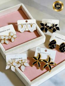 优雅的18K镀金生命之树吊坠和耳环，性感钛金属宗教符号耳环，不锈钢耳针，适合日常佩戴和送礼场合 - 彩色 - 查看 9