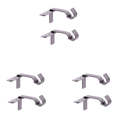 Kenney Fast Fit 5_8" No Measure Curtain Rod Brackets, Matte Black