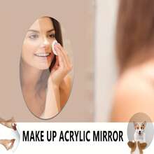 7.9*11.8 Inch Oval Acrylic Mirror Wall Sticker - Self-Adhesive No Drilling, High Definition, Suitable For Bathroom, Makeup, Vanity - Lightweight Frameless Design, Polished Surface, Perfect For Minimalist Home Decor, Easy Installation | Themed Mirror | Lightweight Mirror, Bathroom Decor - Silver - View 9