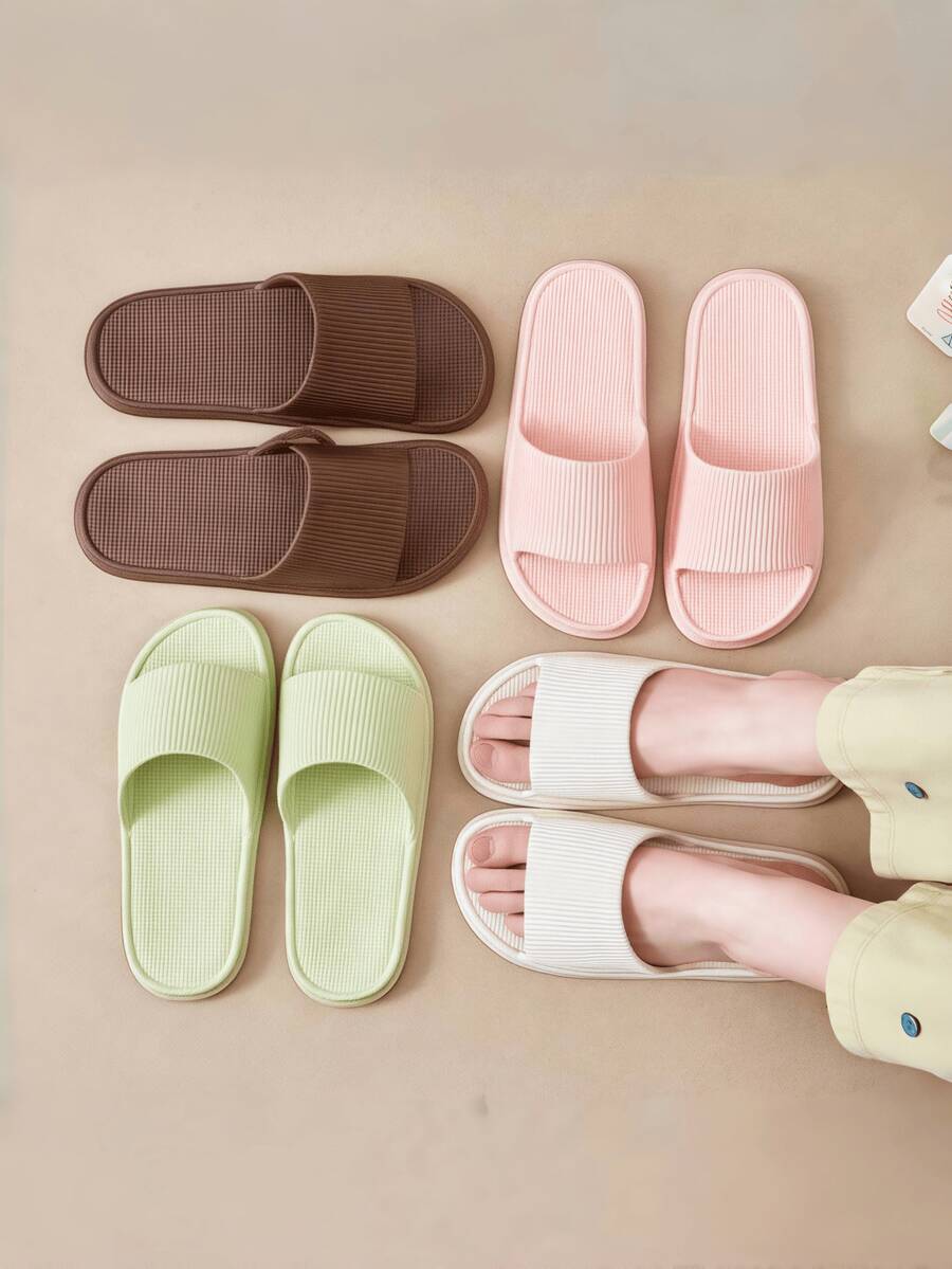 1 Pair New Summer Couples Slippers, Non-Slip Design, Suitable For Indoor, Outdoor, Bathroom And Home Use, All Seasons. Available In White And Pink, Ideal Gift For Mother. House Slippers, Ladies Sandals, Bedroom Slippers, Bathroom Slippers, White Sandals, Black Sandals, Yellow Sandals.,Women's Day,Travel Essentials,Wedding Favours,Y2k,Bedroom,Car Accessories Women,Kitchen Decor,Cute Stuff,Mother's Day Gift,Bedroom Decor,Garden,Kitchen Decor,Summer,Beach,Travel Essentials,Room Decor,Squishy,Graduation - Multicolor - View 1