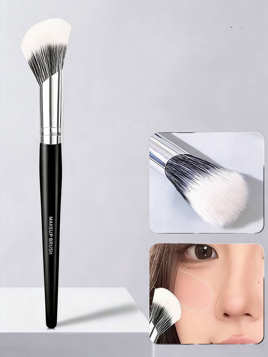 1pc Angled Blush Brush, Contour Brush Slanted Face Makeup Brush Highlighter Brush Multi-Functional Cosmetic Brush Tool,Giveaways - Multicolor - View 1