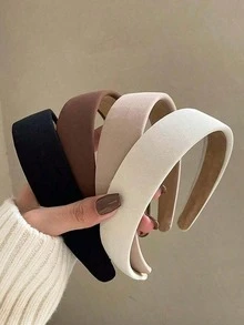 4pcs 38cm/14.96in Circumference Women's Vintage Elegant Solid Color Headbands, Fashion Versatile Hair Accessories Suitable For Daily Wear, Washing Face, Makeup, Outfit Matching ,Head Piece - 彩色 - 查看 1