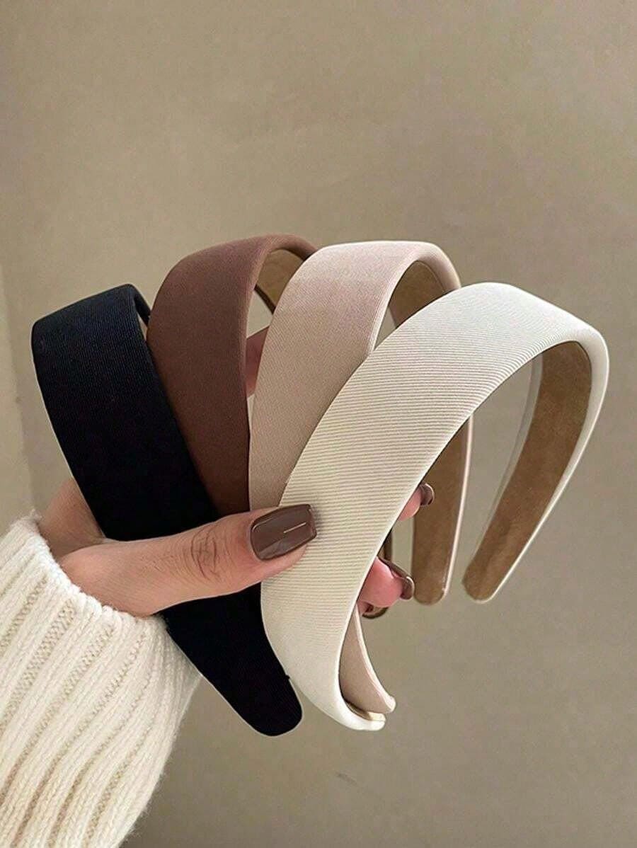 4pcs 38cm/14.96in Circumference Women's Vintage Elegant Solid Color Headbands, Fashion Versatile Hair Accessories Suitable For Daily Wear, Washing Face, Makeup, Outfit Matching ,Head Piece - 彩色 - 查看 1