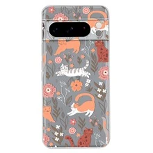 INSTACASE Compatible Case For Google Picel Kittens Flower Pattern Kittens Case For Women, Shockproof TPU Case. - Clear - View 1
