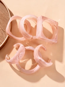 1Pc Women Acrylic Beacelet Fashion Asymmetrical Geometric Bangle Pink Series, For Ladies's Party, Valentine's Day Wedding And Daily Wear Jewelry - Style 1 - View 2
