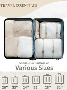 7/1 Set Multi-Functional Cosmetic Travel Organizer Bags, Foldable Luggage Organizer Bags, Multi-Purpose Cosmetic Organizer Pouch, Portable Organizer Bags, Makeup Brush Bag, Cosmetic Bag, Skincare Bag, Garment Bag, Zipper Bag, Handbag, Shoe Bag, Bottle Bag, Drawstring Bag, Underwear Bag, Luggage Organizer, Jewelry Organizer, Cosmetic Organizer, Large Capacity, Portable, Mesh, Space-Saving, Suitable For Clothes, Pants, Holiday Gift, Travel Essential