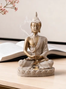 1尊佛像，佛像摆件，用于冥想装饰，佛像禅意装饰，佛像和佛像摆件，家居装饰，金色 - 彩色 - 查看 8