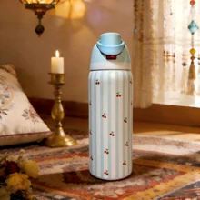 32 Oz Water Bottle Cup Boneyard Vacuum Water Bottle Drinkware Tumbler Stainless Steel Thermal Mug Original Cold Hot Cup OwalaFreeSip - Màu xanh anh đào và trắng - Xem 1