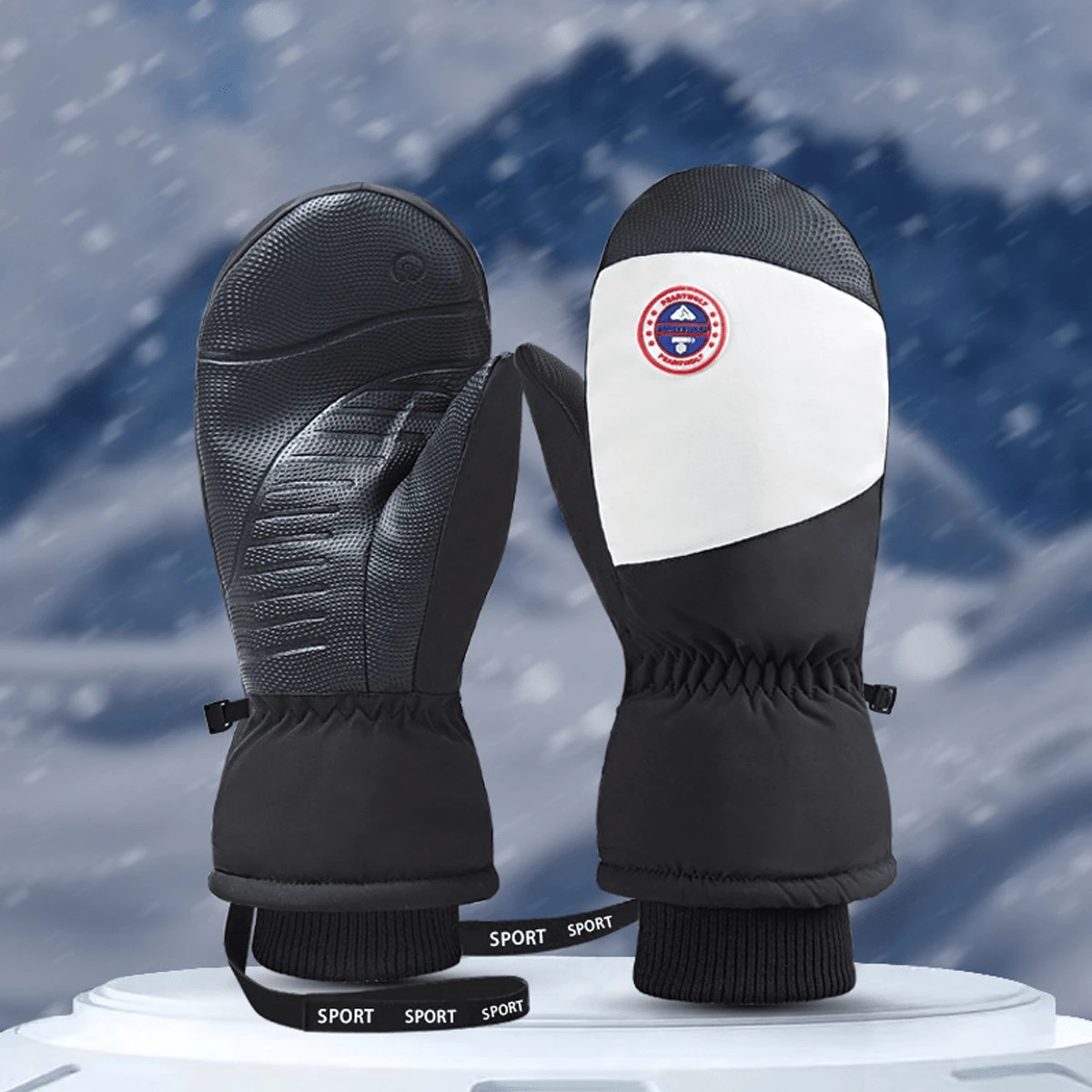 A Pair Of Winter New Ski Gloves For Men And Women, Snowboarding, Outdoor Cycling, Windproof, Waterproof, Thickened, Warm, And Internally Divided Five Finger Gloves - màu đen - Xem 1