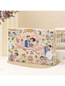 1000片蜡笔小新拼图，成人卡通动漫拼图，蜡笔小新和美冴婚纱拼图，适合作为情人节或朋友礼物 - 彩色 - 查看 2