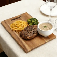 Tabla de cortar de madera, tabla de cortar rectangular de madera sólida, adecuada para carne, queso, pan, verduras y hierbas, tabla de cortar de madera dura gruesa para bistec, tabla de cortar de frutas, tabla de cortar de madera portátil, tabla de cortar de madera sólida simple, utensilio de cocina - Café integral - Ver 11