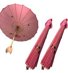 Paraguas de papel para bodas (1/2/5/10 piezas) - Mangos de madera, paraguas de papel pintados a mano, sombrillas blancas, paraguas de papel al óleo redondos chinos retro, perfectos para bodas, novias, bodas vintage, sombrillas al aire libre, sombrillas Hanfu, accesorios, fotografía y decoraciones de boda. - Rosa - Ver 14