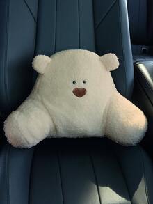 1个小熊造型汽车靠背枕，汽车座椅保护垫，可爱柔软毛绒，座椅靠垫，适用于汽车、办公室、家庭等各种场合，创意配件