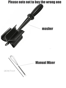 1个黑色绞肉机/土豆泥压碎器 - 耐热尼龙手持工具，不粘混合绞肉机，耐用型牛肉/猪肉/鸡肉/蔬菜压碎器，易于清洁，可用洗碗机清洗，多功能厨房/烹饪/备餐/烘焙，热门厨房小工具，生日/乔迁/新年/烹饪爱好者的理想礼物 - 彩色 - 查看 3