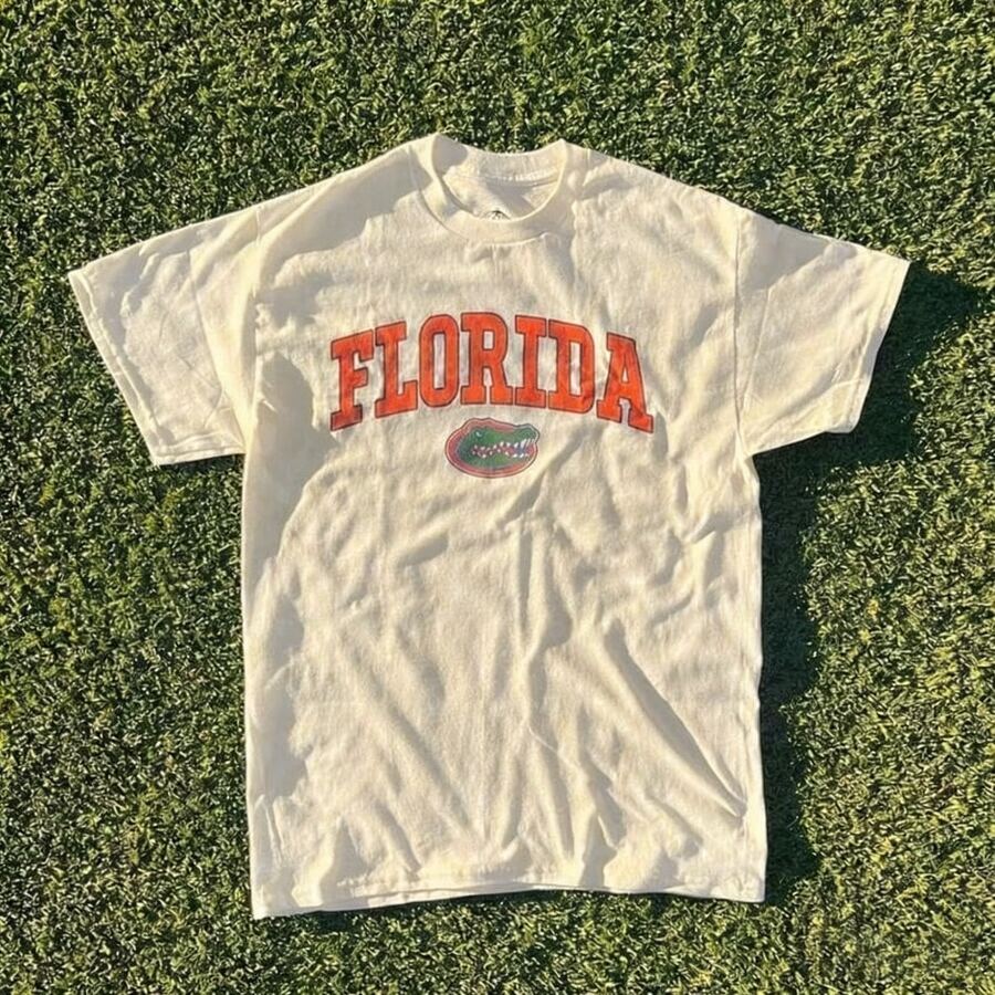 2025 Summer New Short Sleeve Pattern Top ,Vintage Florida State Gators Shirt White New White All Sizes, Shirt Hot   2025New Comfortable Retro Cotton T-Shirt-L91 - 杏色 - 查看 1
