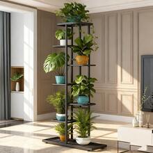 SHENGMAO--2/3/4/5/6-7Tier Plant Stand, Iron Flower Stand,Heavy-Duty Metal Frame, Metal Flower Stand, High-Angle Multi-Tier Plant Rack, Indoor/Outdoor Flower Pot Display Stand. Crafted From Iron With A Sleek, Minimalist Design For Easy Disassembly. This Versatile Stand Fits Seamlessly In Living Rooms, Entryways, Offices, Or Outdoor Patios And Gardens. Available In Multiple Colors. - Màu đen 7 lớp - Xem 5